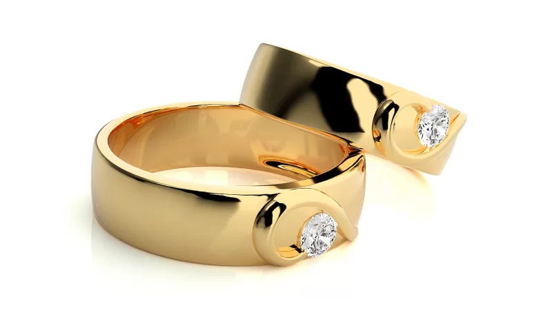 Verighete Cuplu Flowing Spirals Aur 18k Diamante Naturale - Larissa