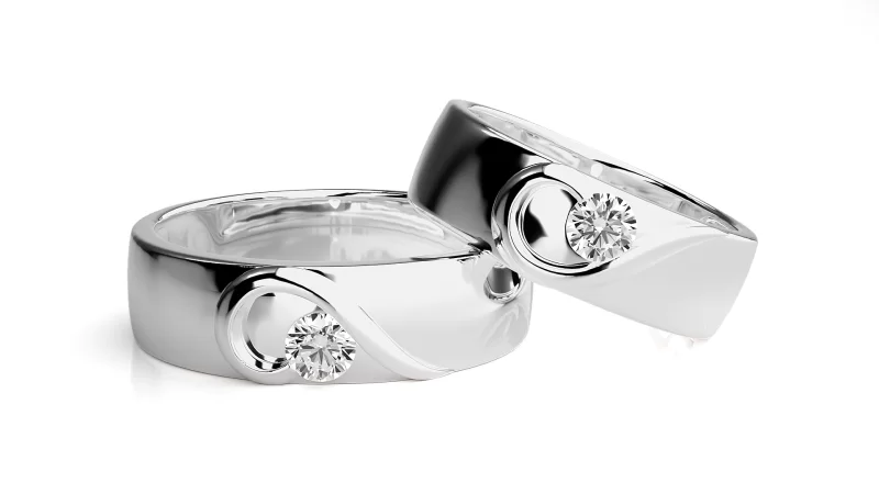 Verighete Cuplu Flowing Spirals Aur 18k Diamante Naturale - Larissa