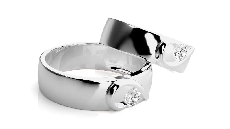 Verighete Cuplu Flowing Spirals Aur 18k Diamante Naturale - Larissa