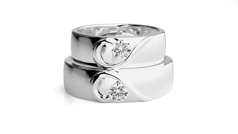 Verighete Cuplu Flowing Spirals Aur 18k Diamante Naturale - Larissa