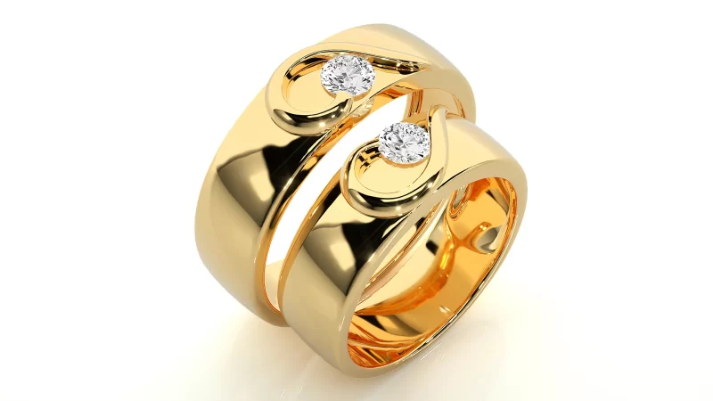 Verighete Cuplu Flowing Spirals Aur 18k Diamante Naturale - Larissa
