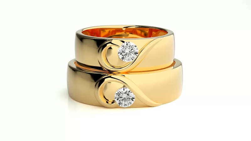Verighete Cuplu Flowing Spirals Aur 18k Diamante Naturale - Larissa
