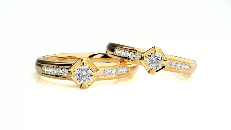 Verighete Cuplu Elegant Details Aur 18k Pure Diamonds - Volos
