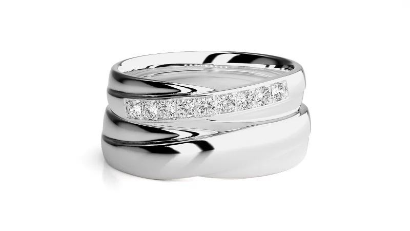 Verighete Cuplu Subtle Highlights Aur 18k Natural Diamonds - Corfu