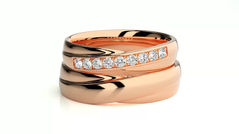 Verighete Cuplu Subtle Highlights Aur 18k Natural Diamonds - Corfu