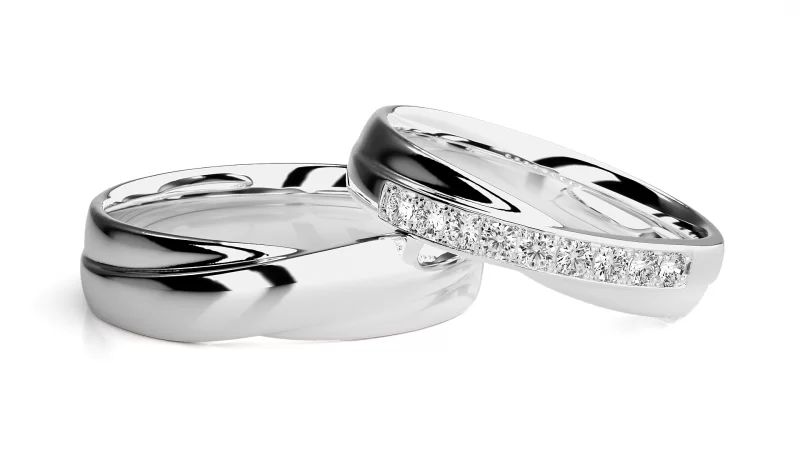 Verighete Cuplu Subtle Highlights Aur 18k Natural Diamonds - Corfu