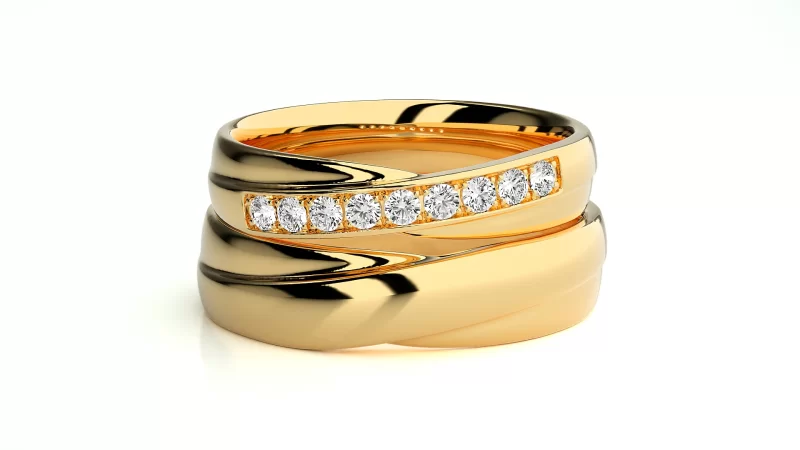 Verighete Cuplu Subtle Highlights Aur 18k Natural Diamonds - Corfu