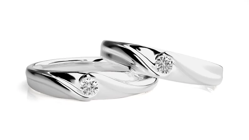 Verighete Cuplu Splendid Twist Aur 18k Diamante Naturale- Crete