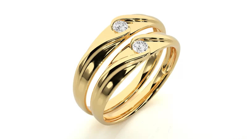 Verighete Cuplu Splendid Twist Aur 18k Diamante Naturale- Crete
