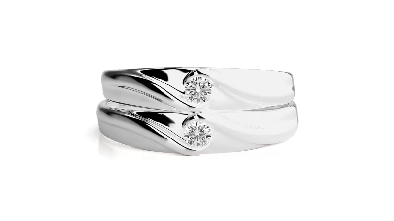 Verighete Cuplu Splendid Twist Aur 18k Diamante Naturale- Crete