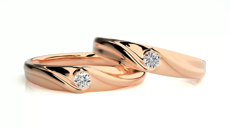Verighete Cuplu Splendid Twist Aur 18k Diamante Naturale- Crete