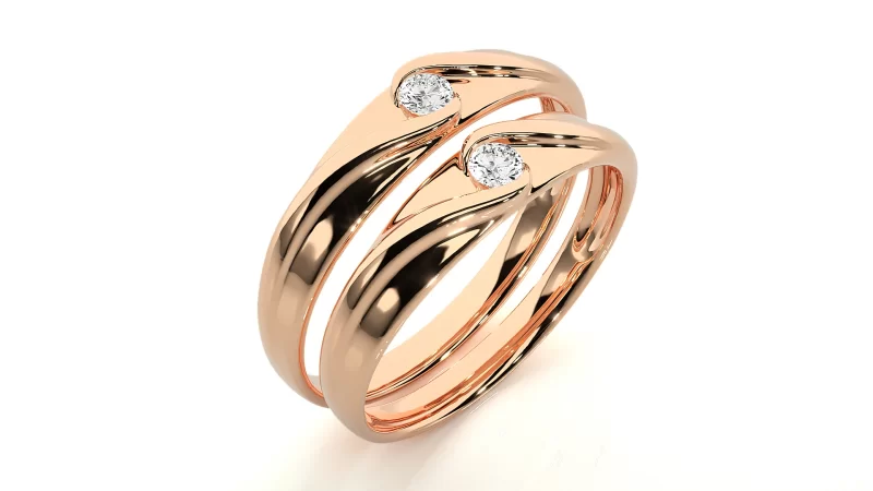 Verighete Cuplu Splendid Twist Aur 18k Diamante Naturale- Crete