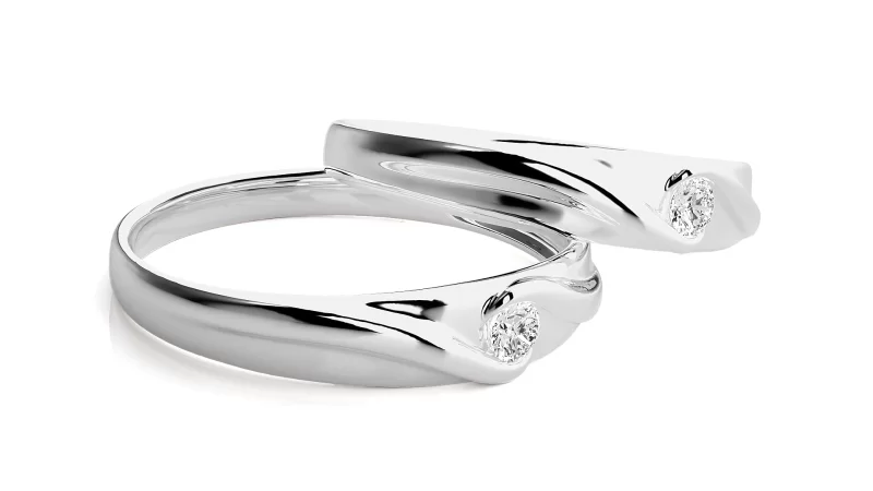 Verighete Cuplu Splendid Twist Aur 18k Diamante Naturale- Crete