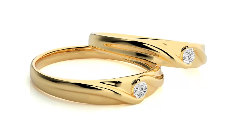 Verighete Cuplu Splendid Twist Aur 18k Diamante Naturale- Crete