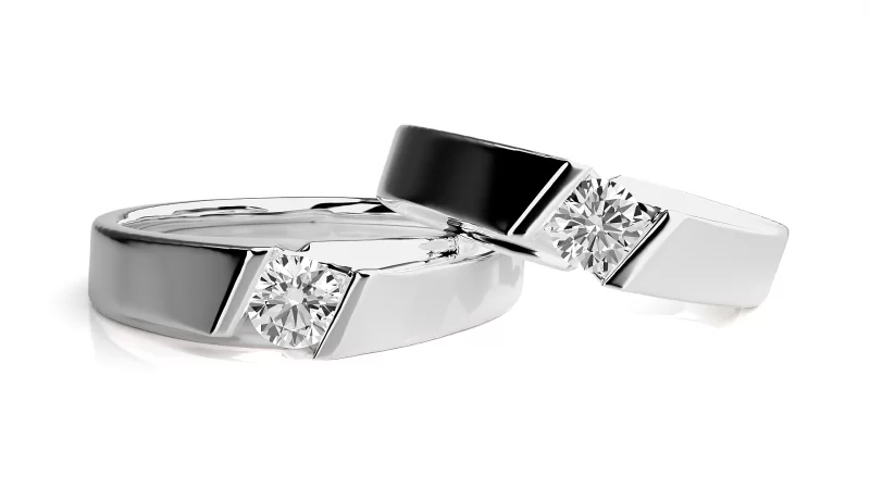 Verighete Cuplu Sylish Geometry Aur 18k Natural Diamonds - Côte d’Azur