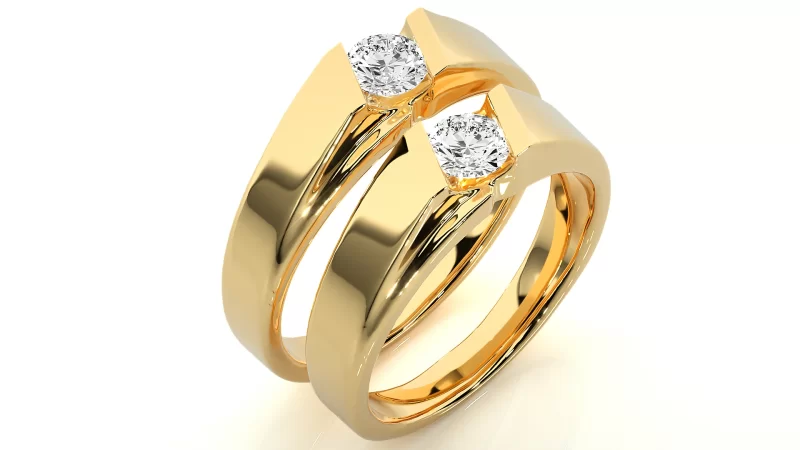 Verighete Cuplu Sylish Geometry Aur 18k Natural Diamonds - Côte d’Azur