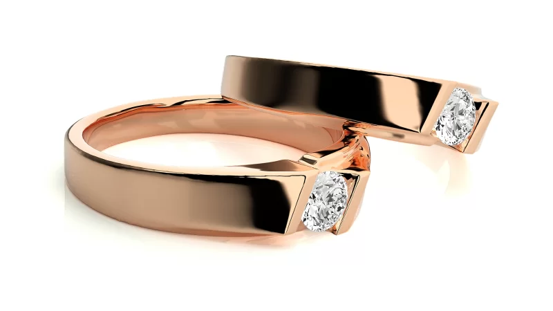 Verighete Cuplu Sylish Geometry Aur 18k Natural Diamonds - Côte d’Azur