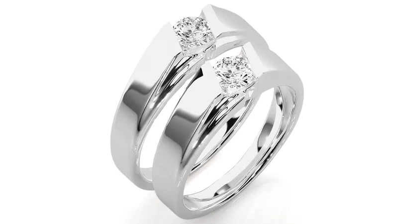 Verighete Cuplu Sylish Geometry Aur 18k Natural Diamonds - Côte d’Azur