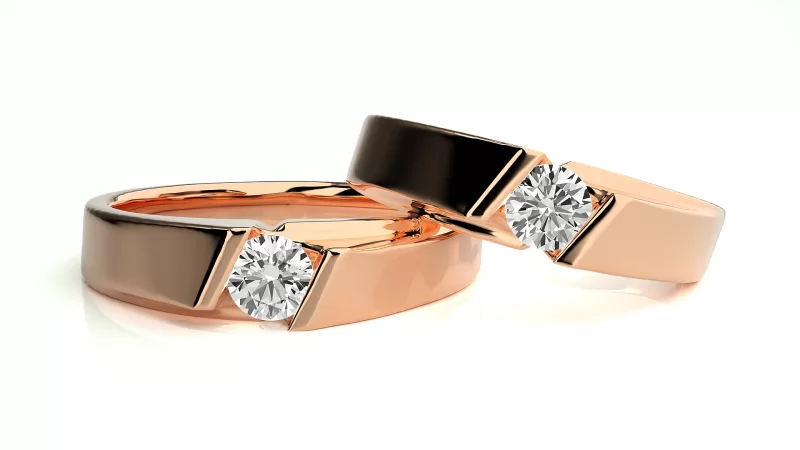 Verighete Cuplu Sylish Geometry Aur 18k Natural Diamonds - Côte d’Azur