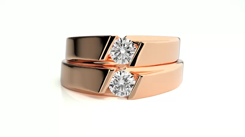 Verighete Cuplu Sylish Geometry Aur 18k Natural Diamonds - Côte d’Azur