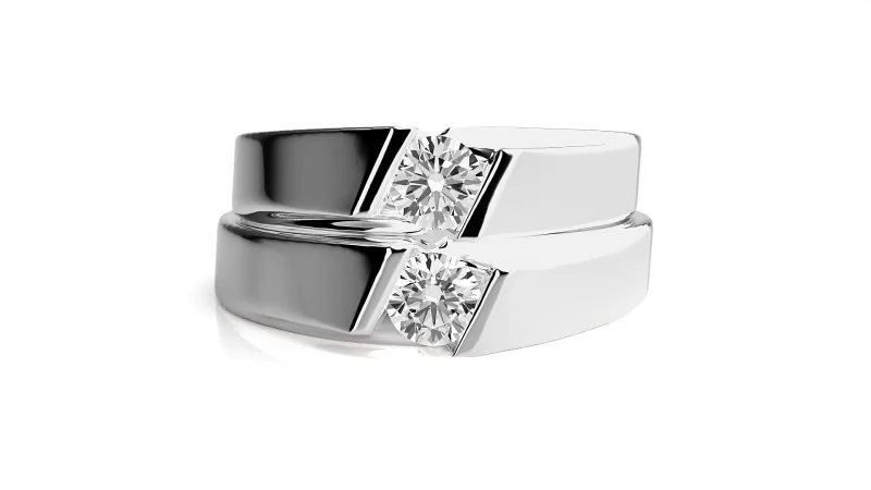 Verighete Cuplu Sylish Geometry Aur 18k Natural Diamonds - Côte d’Azur