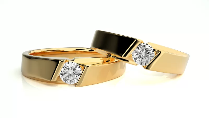 Verighete Cuplu Sylish Geometry Aur 18k Natural Diamonds - Côte d’Azur