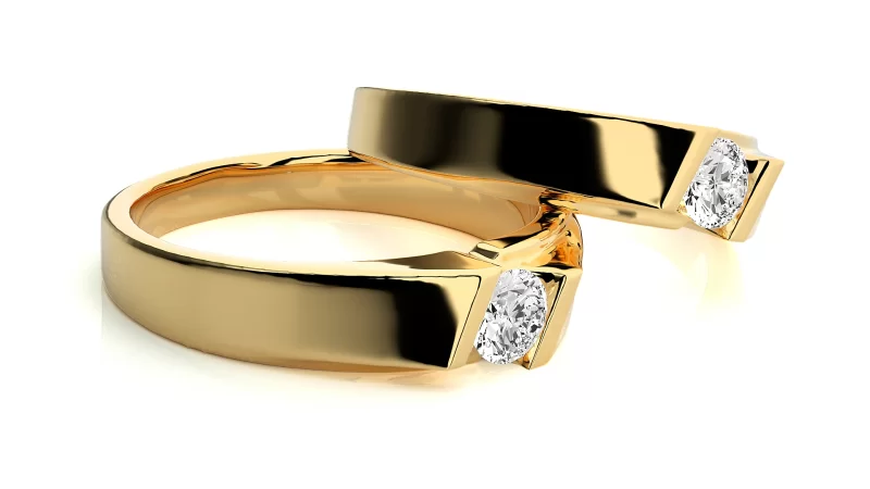 Verighete Cuplu Sylish Geometry Aur 18k Natural Diamonds - Côte d’Azur