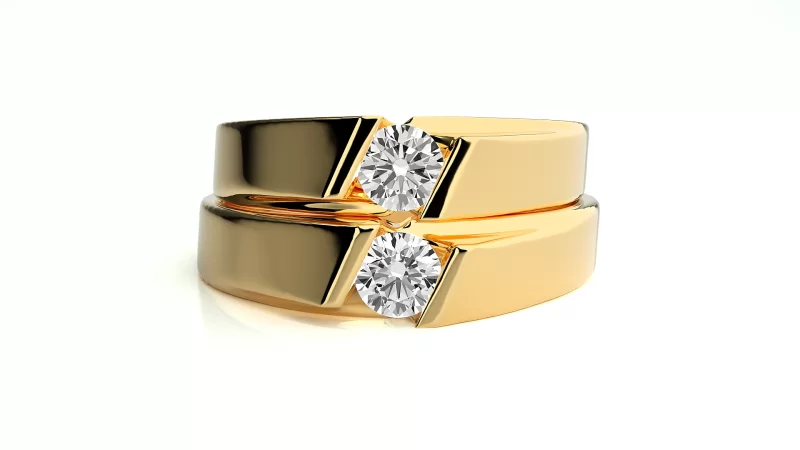 Verighete Cuplu Sylish Geometry Aur 18k Natural Diamonds - Côte d’Azur