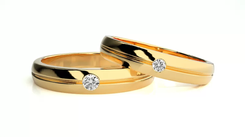 Verighete Cuplu Vibrant Geometry Aur 18k Real Diamonds - Alsace