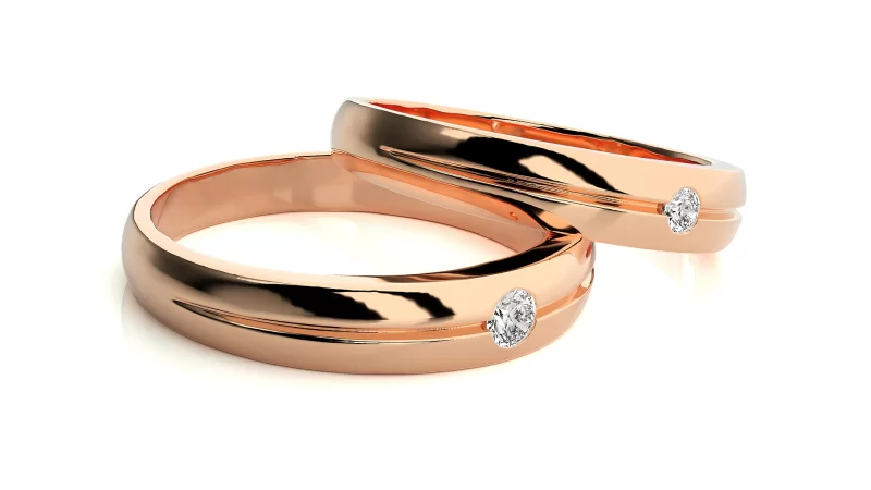 Verighete Cuplu Vibrant Geometry Aur 18k Real Diamonds - Alsace