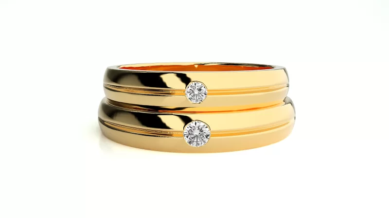 Verighete Cuplu Vibrant Geometry Aur 18k Real Diamonds - Alsace