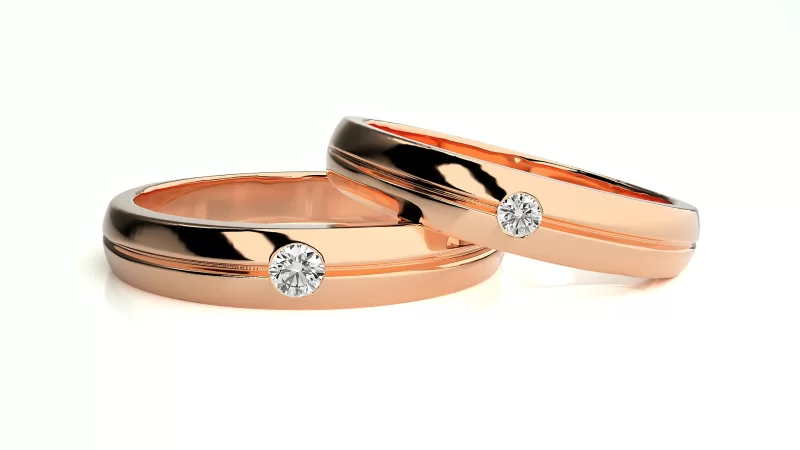 Verighete Cuplu Vibrant Geometry Aur 18k Real Diamonds - Alsace