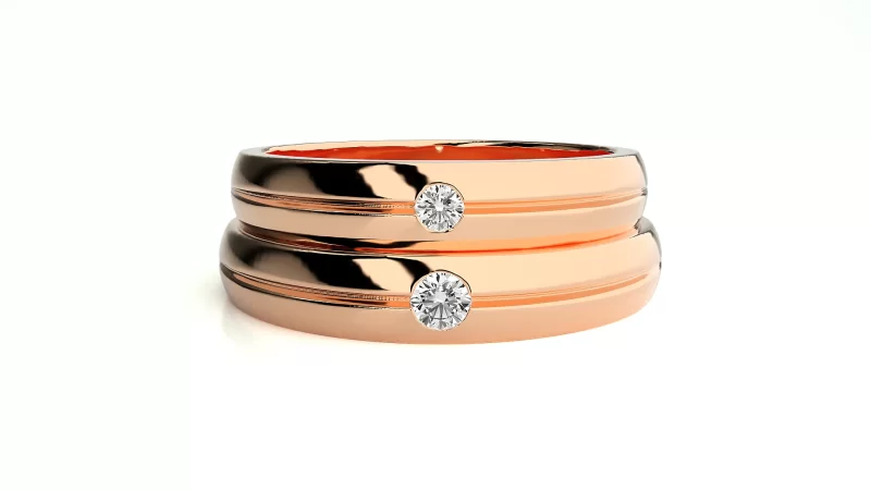 Verighete Cuplu Vibrant Geometry Aur 18k Real Diamonds - Alsace