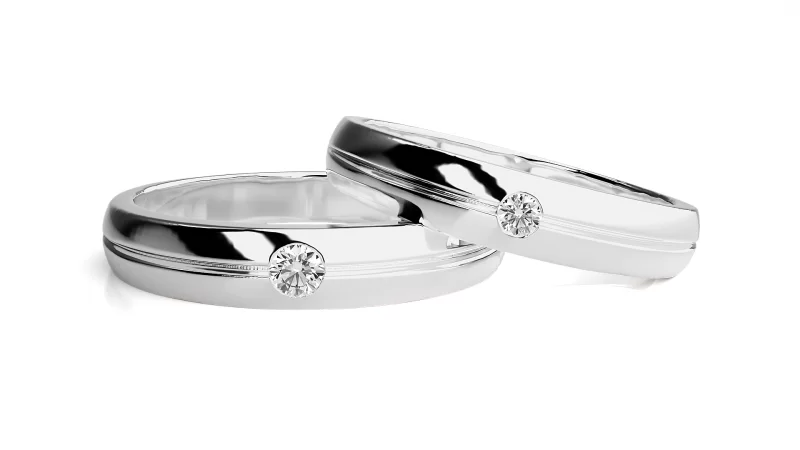 Verighete Cuplu Vibrant Geometry Aur 18k Real Diamonds - Alsace