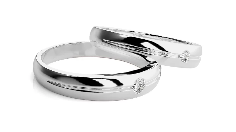 Verighete Cuplu Vibrant Geometry Aur 18k Real Diamonds - Alsace