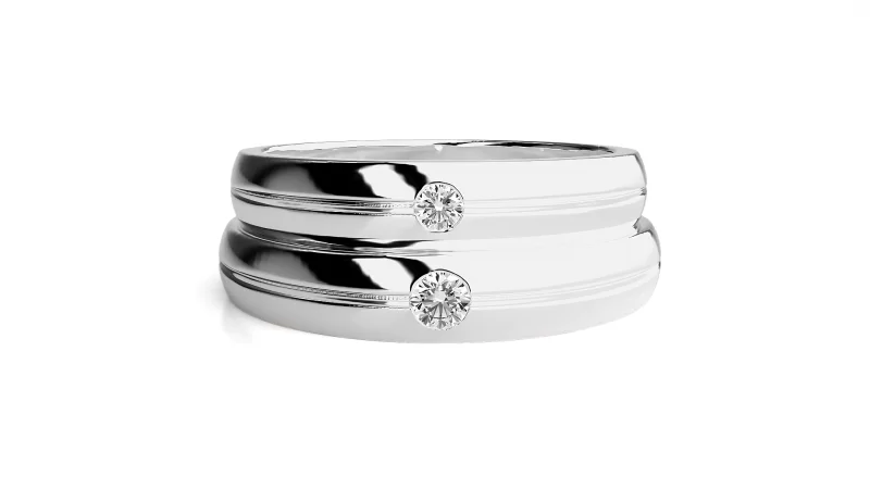 Verighete Cuplu Vibrant Geometry Aur 18k Real Diamonds - Alsace
