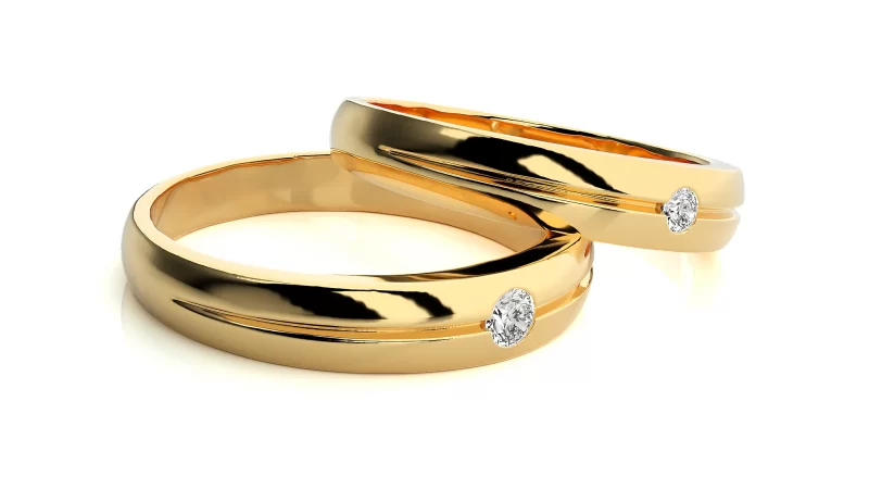 Verighete Cuplu Vibrant Geometry Aur 18k Real Diamonds - Alsace