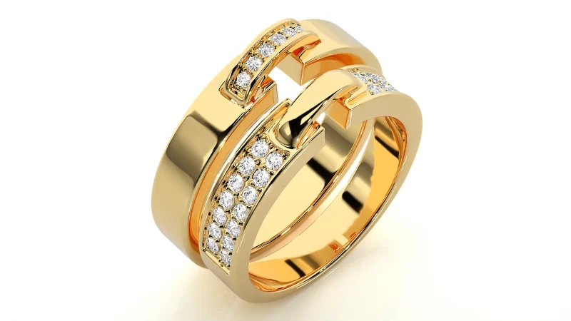 Verighete Cuplu Luxurious Design Aur 18k Diamante Naturale - Dijon