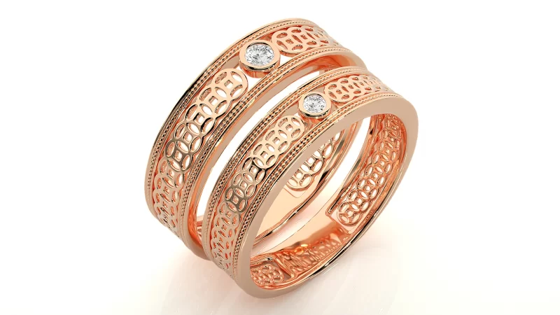 Verighete Cuplu Enchanting Carved Aur 18k Genuine Diamonds - Bordeaux