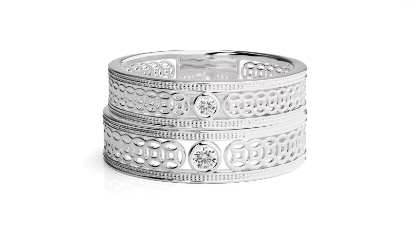 Verighete Cuplu Enchanting Carved Aur 18k Genuine Diamonds - Bordeaux