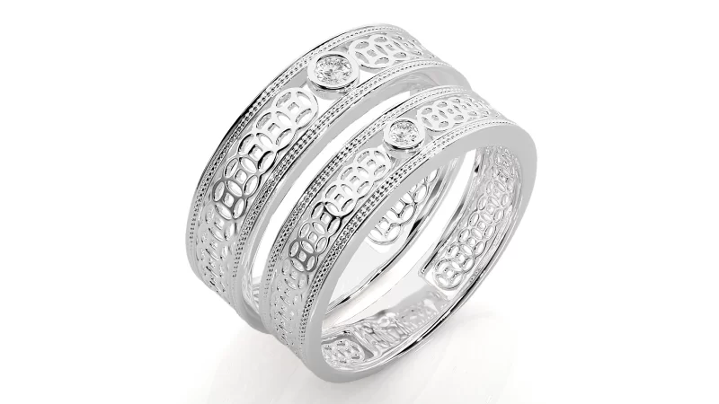 Verighete Cuplu Enchanting Carved Aur 18k Genuine Diamonds - Bordeaux