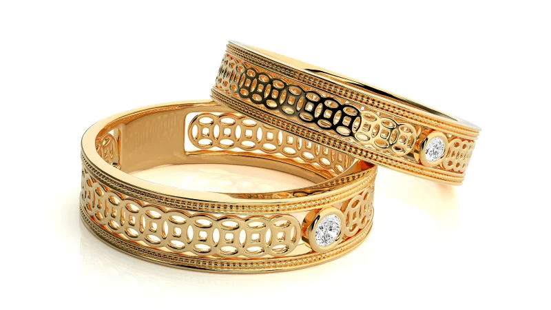 Verighete Cuplu Enchanting Carved Aur 18k Genuine Diamonds - Bordeaux