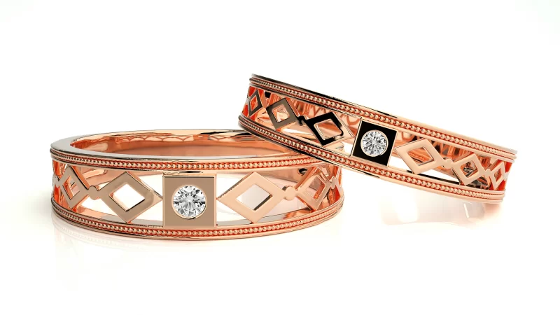 Verighete Cuplu Harmonious Carved Aur 18k Genuine Diamonds - Toulouse
