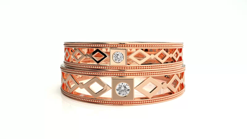 Verighete Cuplu Harmonious Carved Aur 18k Genuine Diamonds - Toulouse
