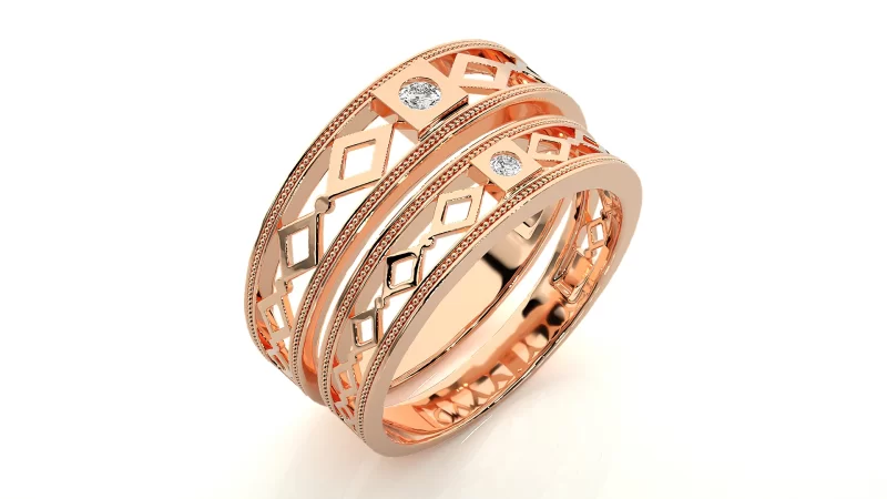 Verighete Cuplu Harmonious Carved Aur 18k Genuine Diamonds - Toulouse