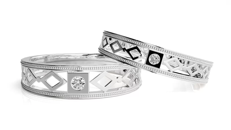 Verighete Cuplu Harmonious Carved Aur 18k Genuine Diamonds - Toulouse