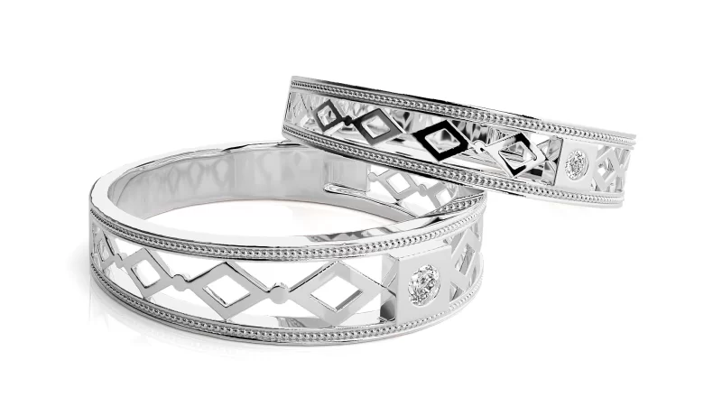 Verighete Cuplu Harmonious Carved Aur 18k Genuine Diamonds - Toulouse