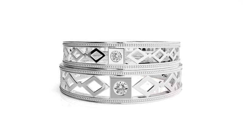 Verighete Cuplu Harmonious Carved Aur 18k Genuine Diamonds - Toulouse