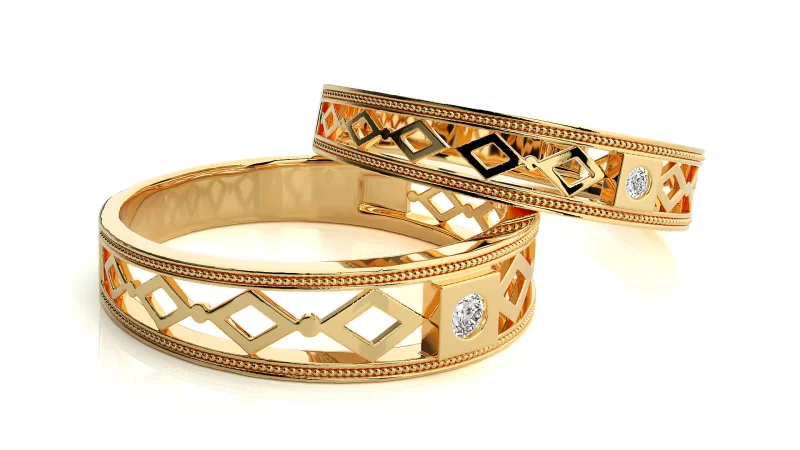 Verighete Cuplu Harmonious Carved Aur 18k Genuine Diamonds - Toulouse