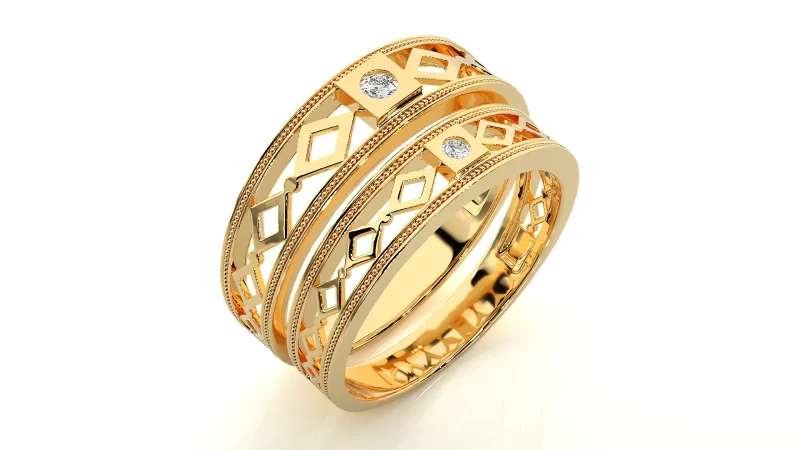 Verighete Cuplu Harmonious Carved Aur 18k Genuine Diamonds - Toulouse
